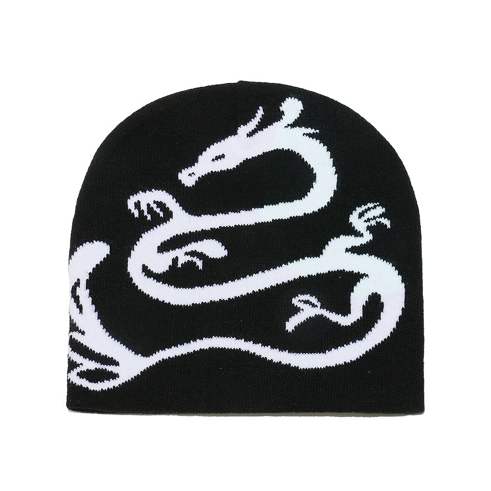 Men's Dragon Knit Beanie: Warm Wool Blend Winter Hat Additional Image 2