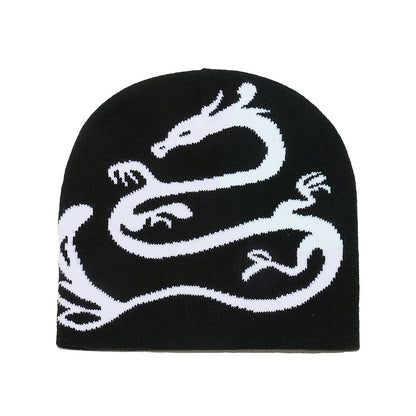 Men's Dragon Knit Beanie: Warm Wool Blend Winter Hat Additional Image 2