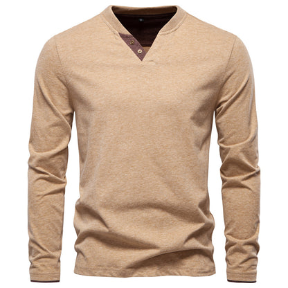 Men's Cotton Blend V-Neck Long Sleeve Tee Additional Image 2