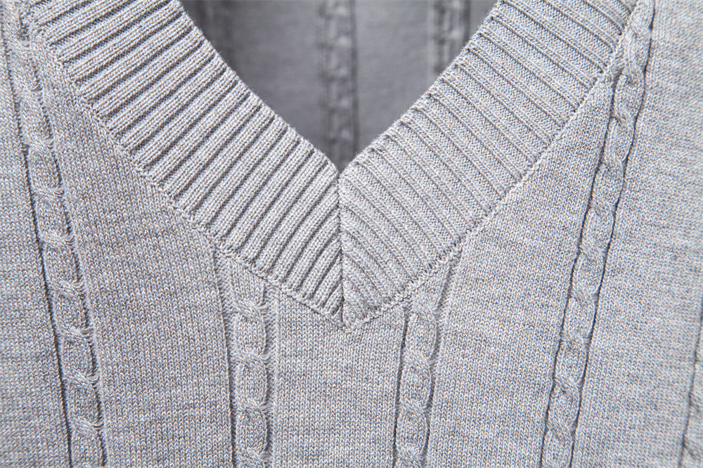 Men's V-Neck Cable Knit Vest: Smart Business Casual Additional Image 2