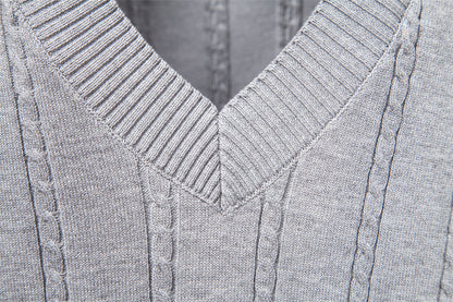 Men's V-Neck Cable Knit Vest: Smart Business Casual Additional Image 2