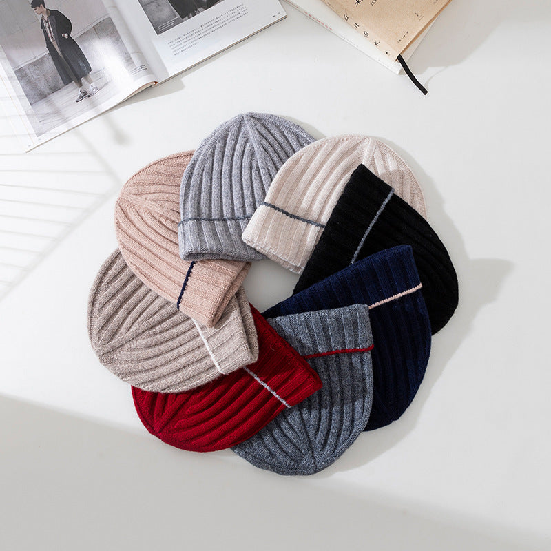 Pure Wool Knit Hat with Contrast Trim Additional Image 2