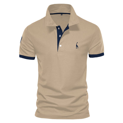 Men's Deer Embroidered Polo Shirt - Short Sleeve Mesh Lapel Tee Additional Image 2