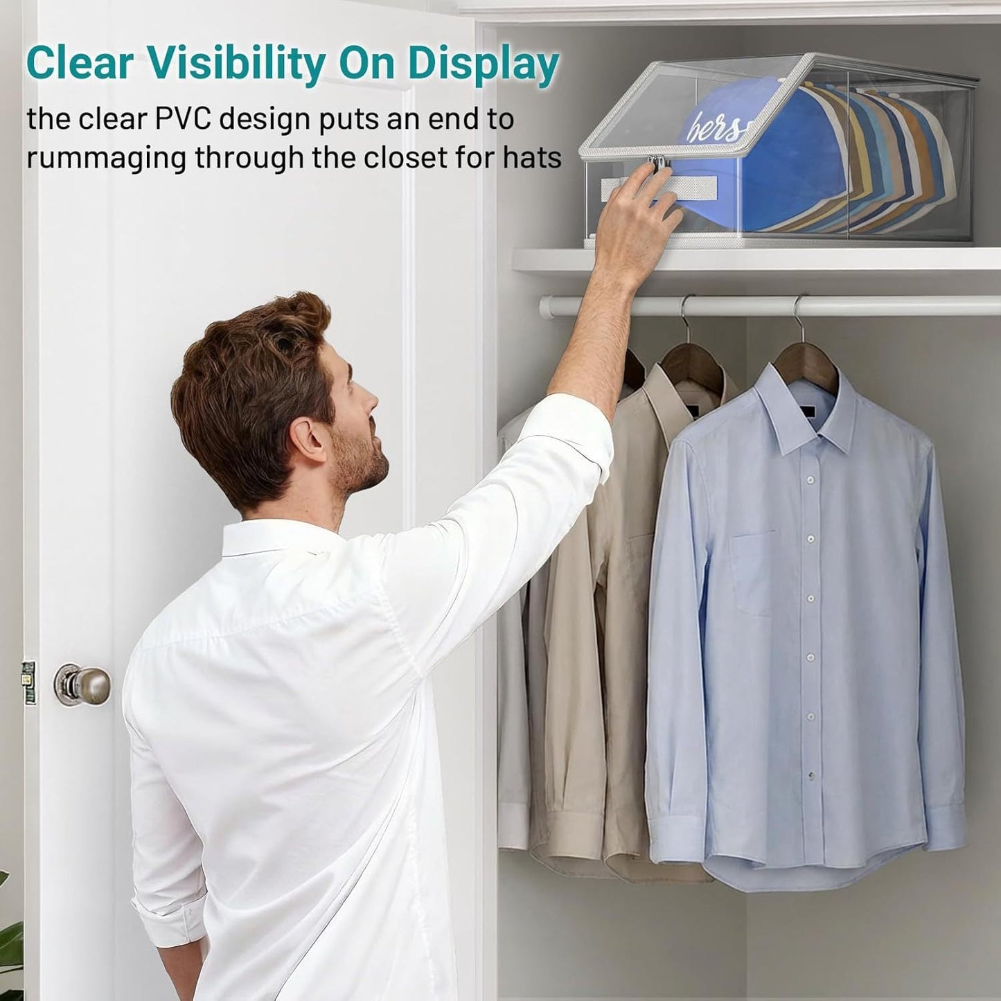Clear PVC Stackable Hat Storage Box with Zipper Additional Image 2