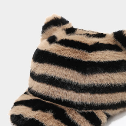 Cozy Zebra Cat Ear Plush Baseball Cap Additional Image 2
