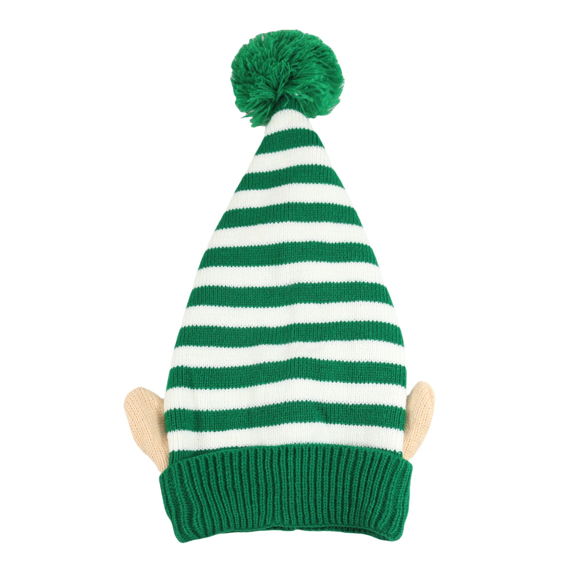 Cozy Striped Santa Hat with Ears & Pom-Pom Additional Image 2