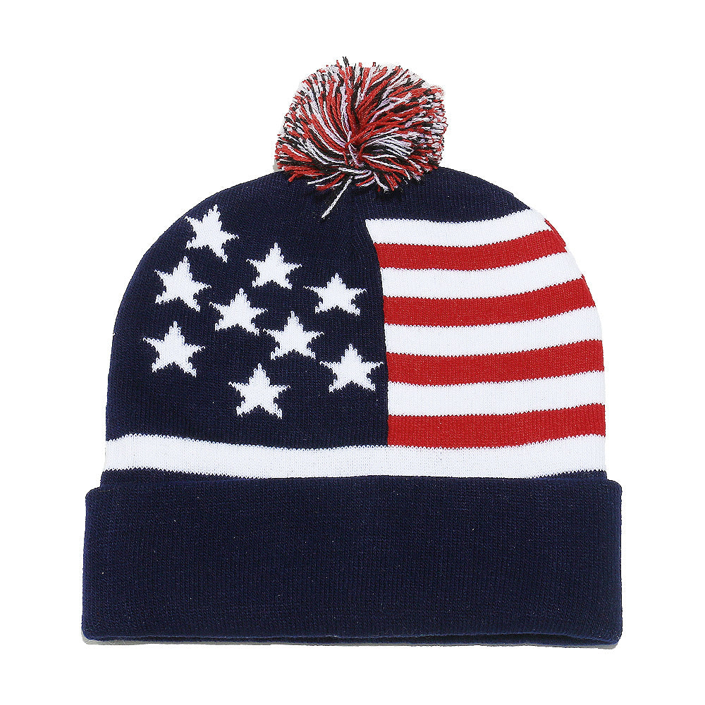 USA Flag Knit Beanie - Patriotic Winter Hat Additional Image 2