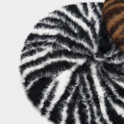 Zebra Print Beret: Wild & Chic Street Style Hat Additional Image 2