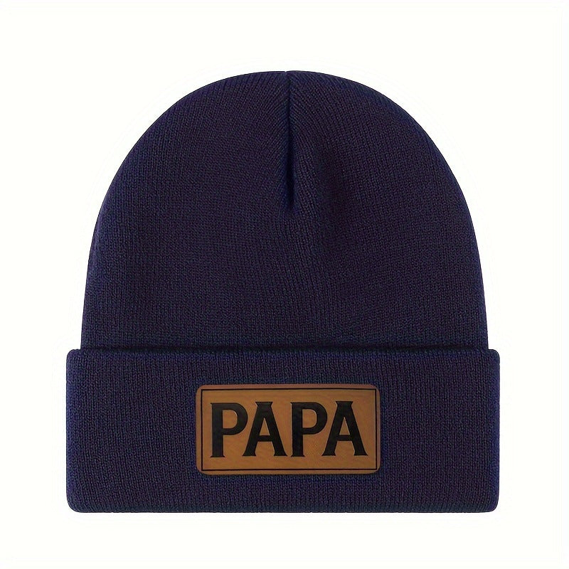 PAPA Logo Knit Beanie: Warm Wool-Look Winter Hat Additional Image 2
