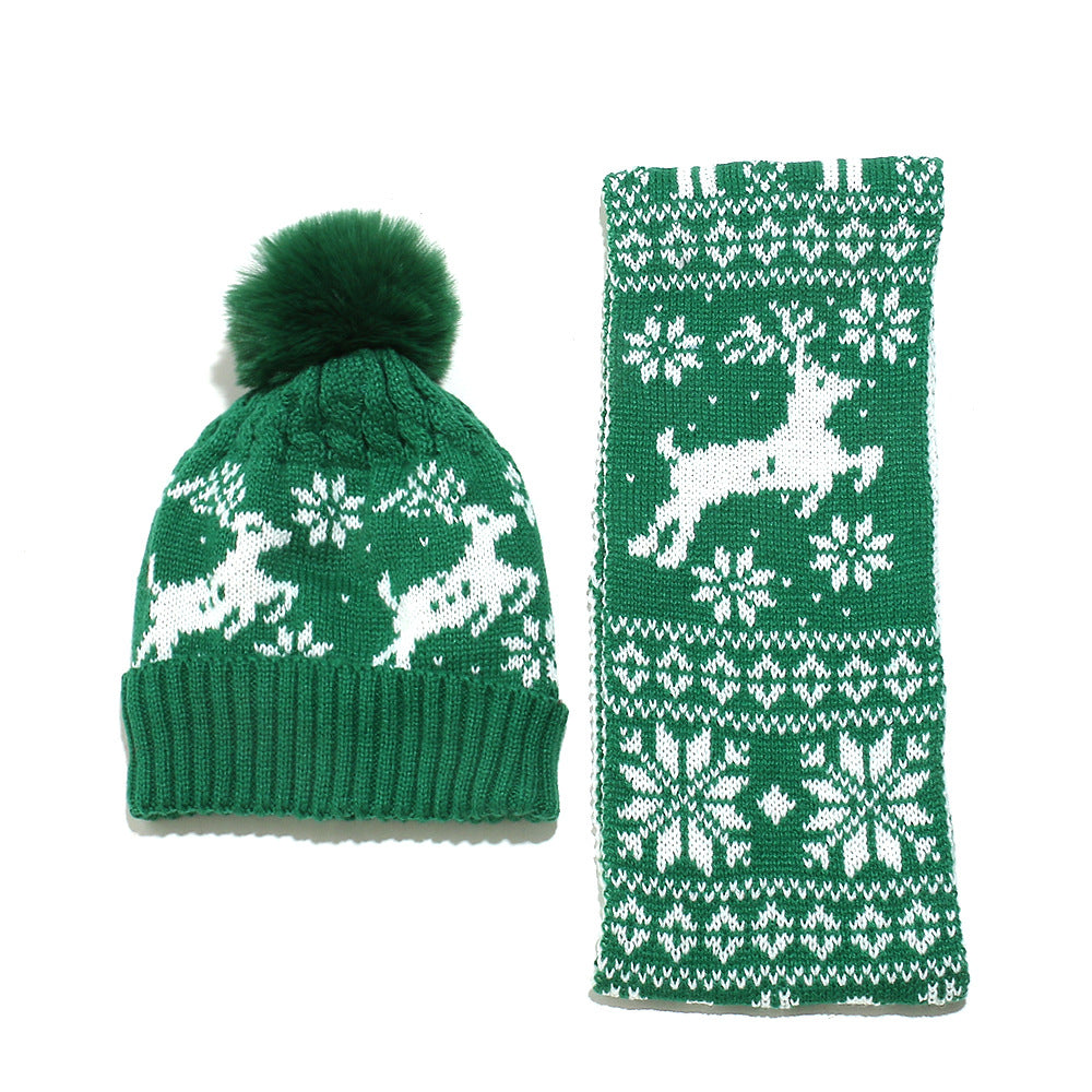 Kids Christmas Elk Knit Hat & Scarf Set Additional Image 2