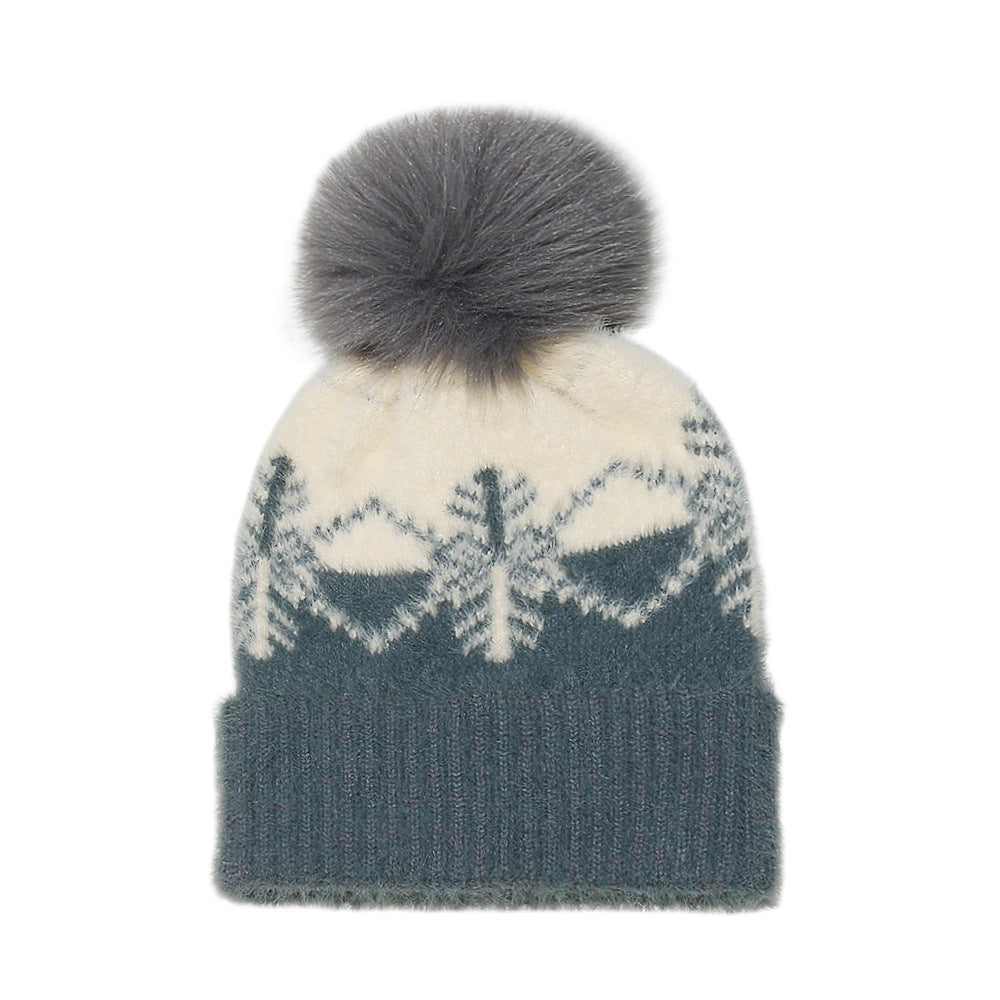 Cozy Faux Fur Snowflake Knit Beanie Additional Image 2