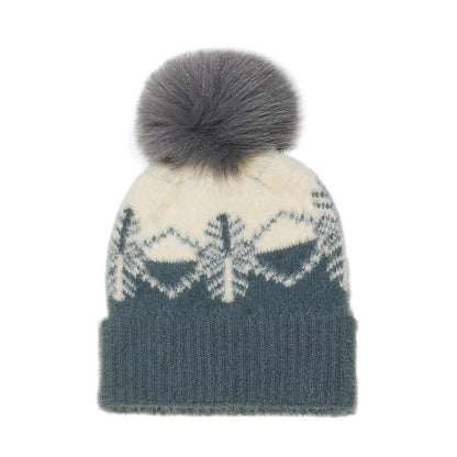Cozy Faux Fur Snowflake Knit Beanie Additional Image 2