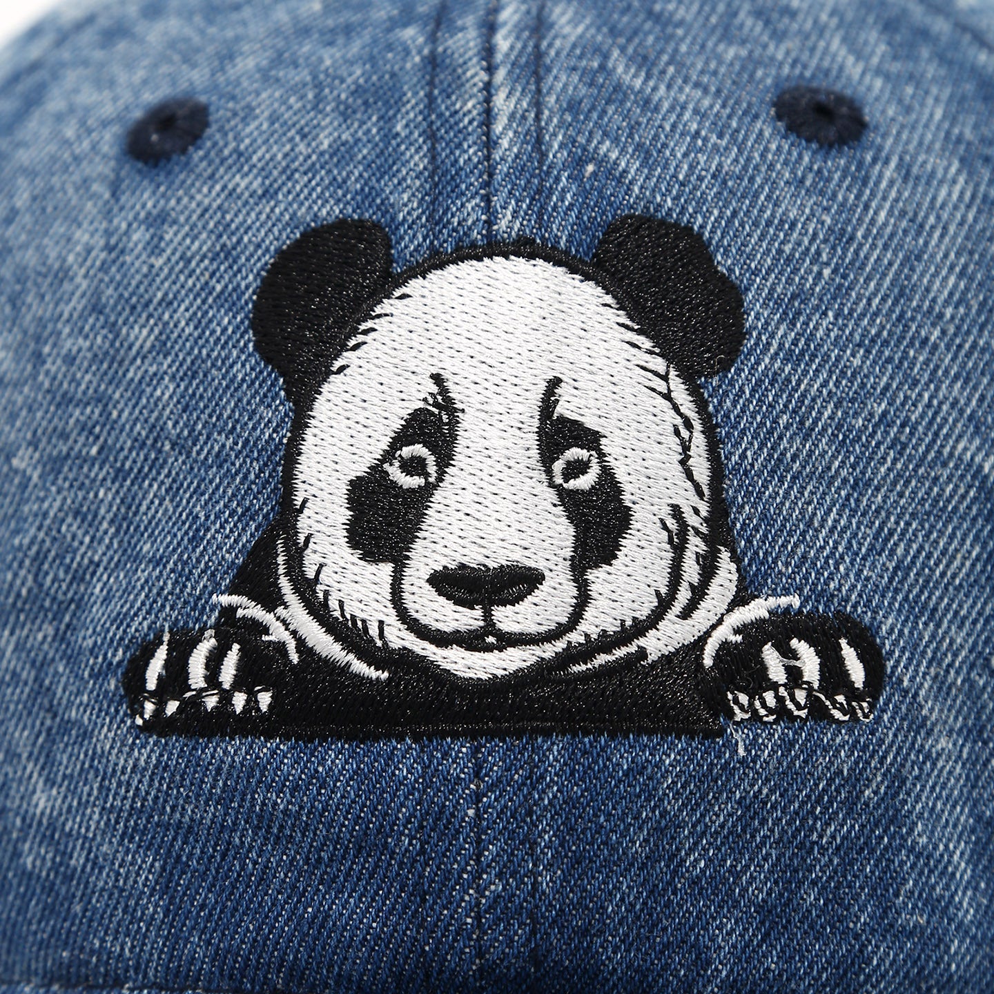 Retro Panda Embroidered Denim Baseball Cap Additional Image 2