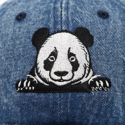 Retro Panda Embroidered Denim Baseball Cap Additional Image 2
