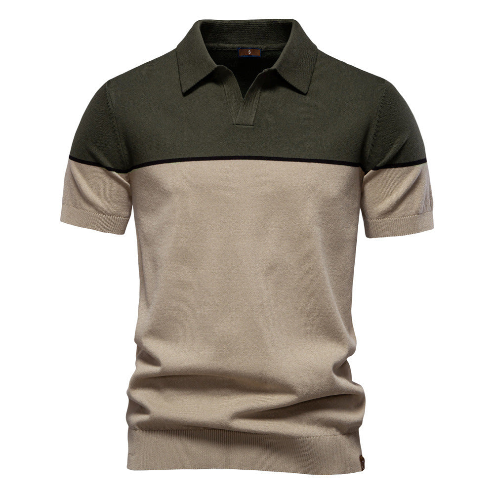 Men's Colorblock Knit Polo Shirt - Summer Casual Additional Image 2