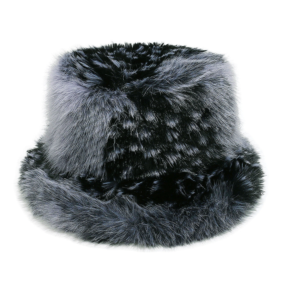 Gradient Faux Fur Bucket Hat - Cozy Winter Style Additional Image 2