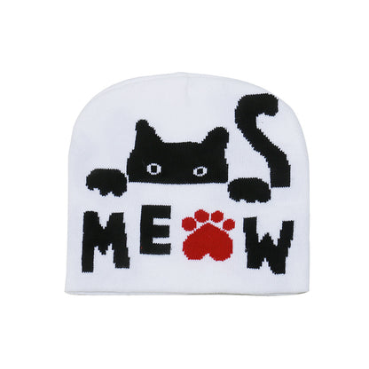 Cute Cat Jacquard Knit Beanie - Cozy Winter Hat Additional Image 2