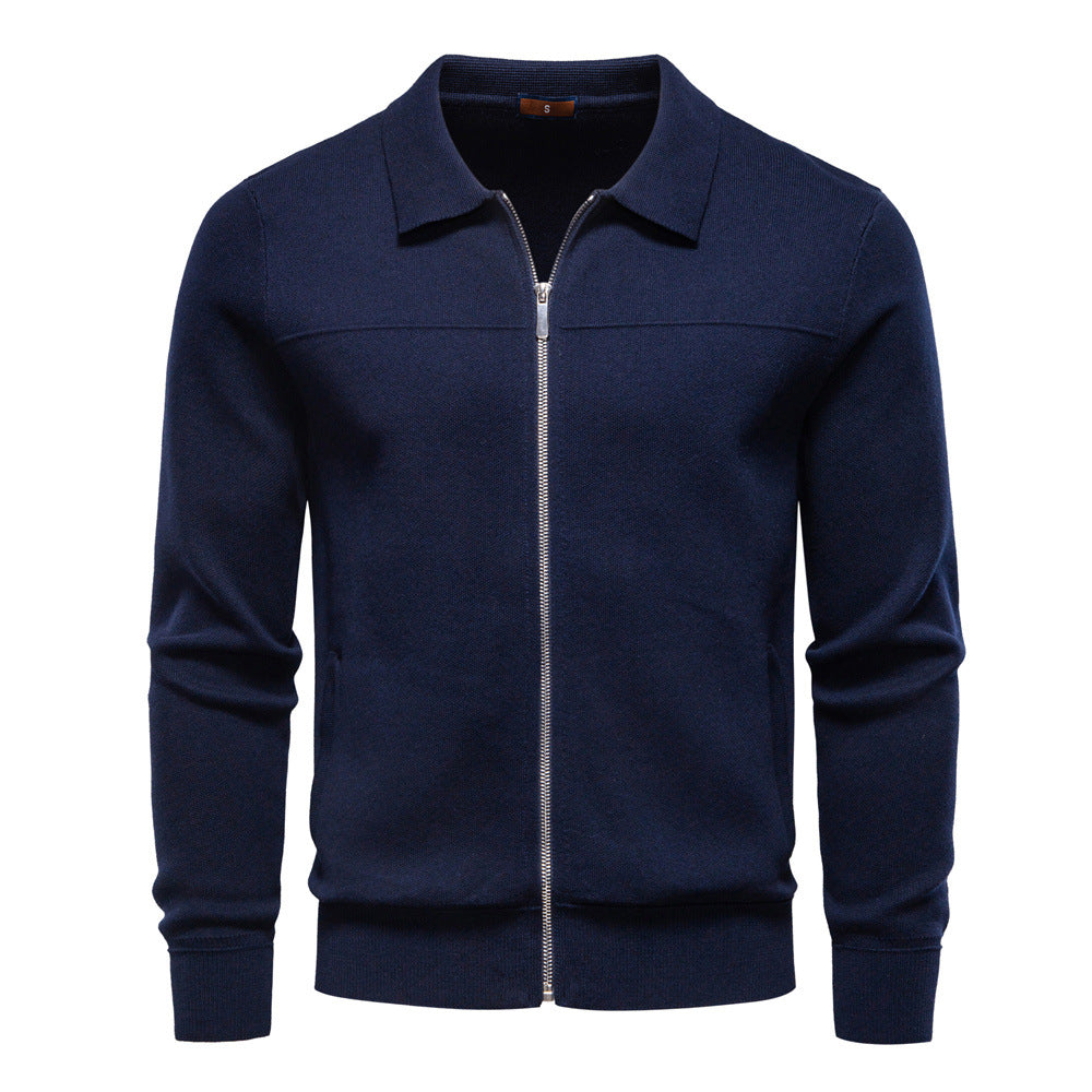 Men's European Fit Zipper Knit Cardigan Additional Image 2