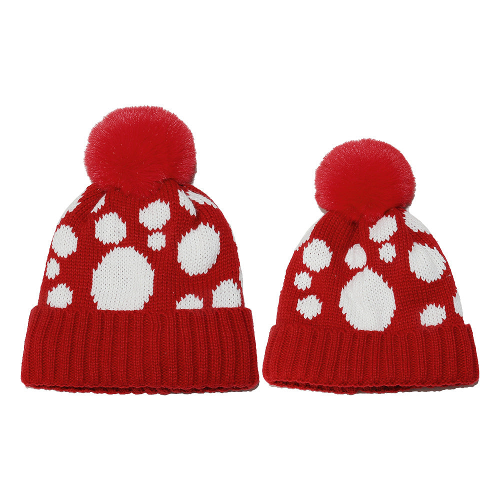 Festive Red Polka Dot Knit Hat Additional Image 2