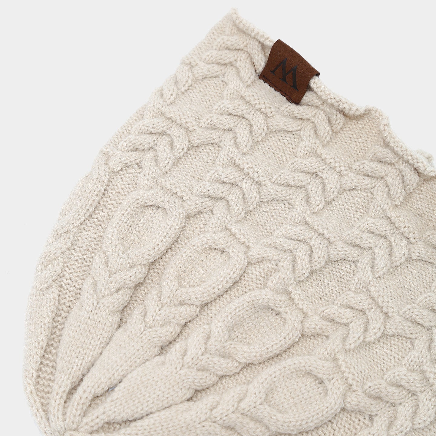 Retro Twist Knit Beanie with Leather Label Additional Image 2