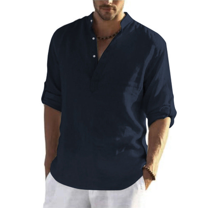 Men's Stand-Up Collar Casual Shirt - Spring/Summer Comfort Additional Image 2