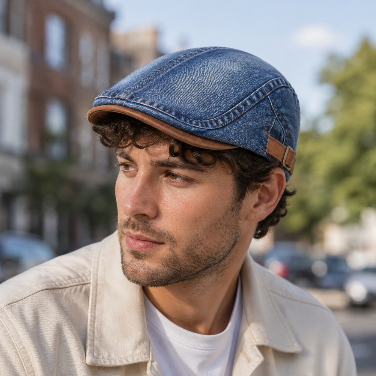 Vintage Washed Cotton Duckbill Cap for Men & Women — lifestyle photo worn by a model