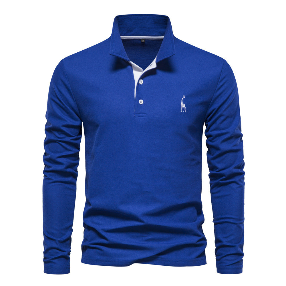 Men's Deer Embroidered Cotton Polo Shirt Additional Image 2