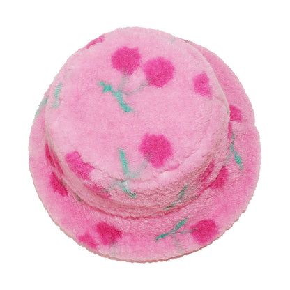 Pink Cherry Fisherman Hat - Cozy Winter Beanie Additional Image 2