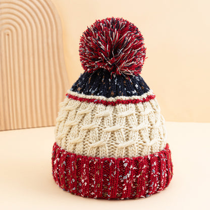 Cozy Mixed Color Knit Beanie with Pom Additional Image 2