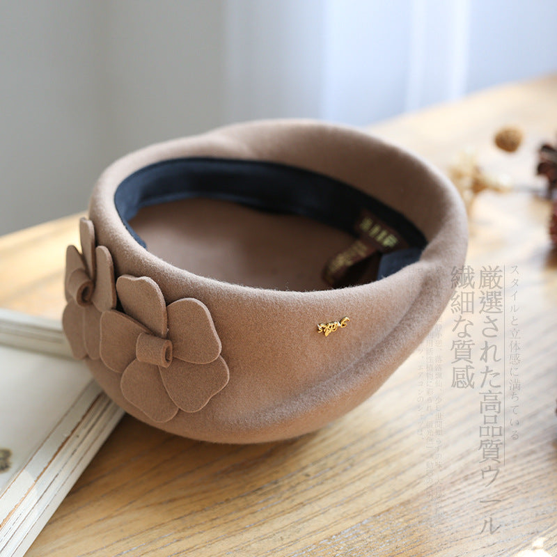 Stylish Wool Beret Hat with Bow - Vintage Chic Additional Image 2