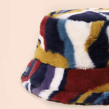 Chic Colorblock Faux Fur Bucket Hat - Autumn/Winter Style Additional Image 2