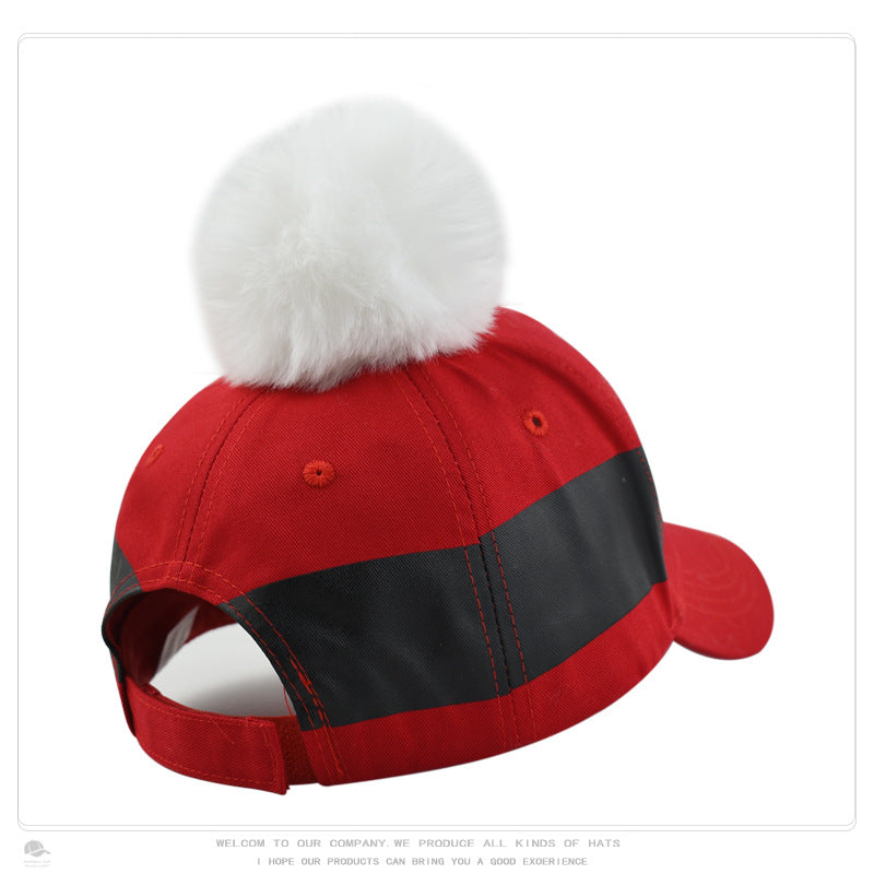 Festive Pom-Pom Christmas Baseball Cap for Women Additional Image 2