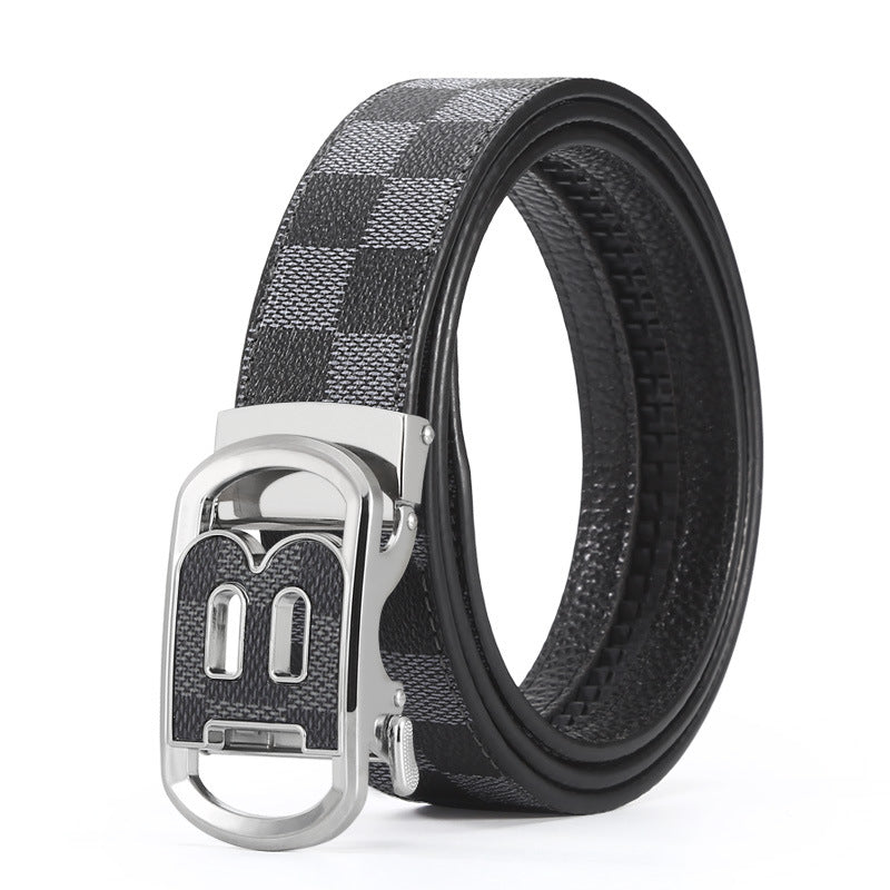 Men's Automatic Buckle Plaid Belt - Business & Casual Additional Image 2