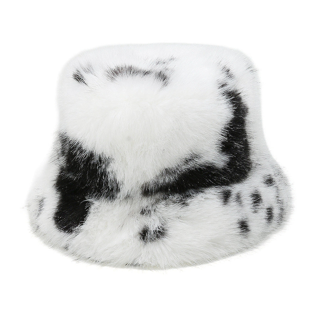 Cozy Cow Print Faux Fur Fisherman Hat Additional Image 2