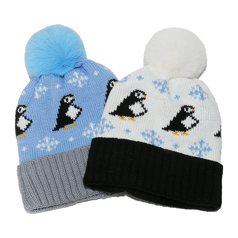 Cute Penguin Knit Hat - Warm Fleece Lined Winter Beanie Additional Image 3