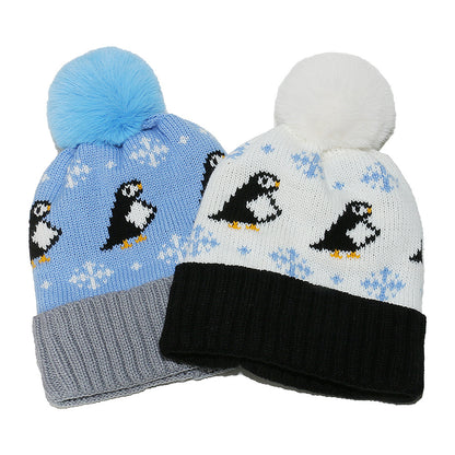Cute Penguin Knit Hat - Warm Fleece Lined Winter Beanie Additional Image 3