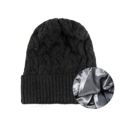 Cashmere Blend Cable Knit Beanie - Satin Lined Additional Image 3