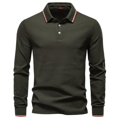 Men's Classic Fall Long-Sleeve Polo Shirt Additional Image 3