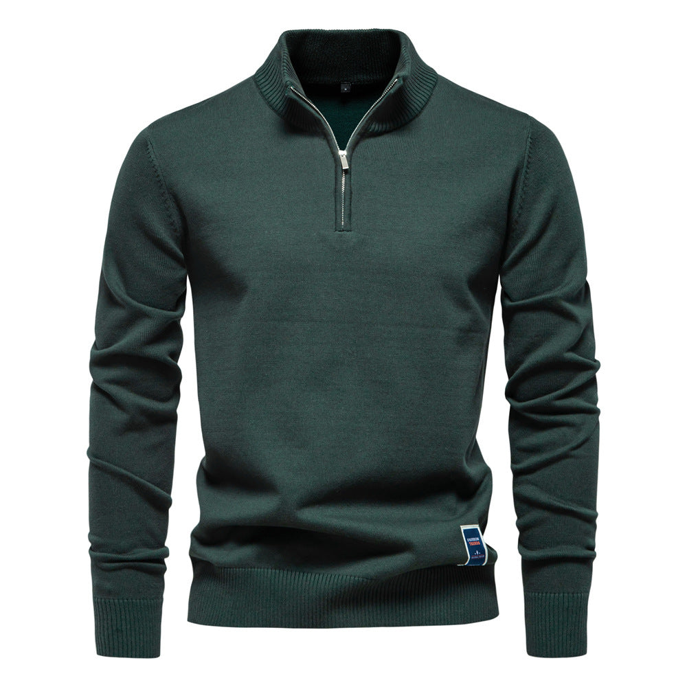 Men's Slim Fit Cotton Half-Zip Sweater Additional Image 3