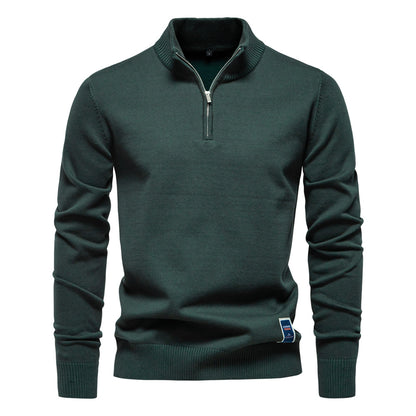 Men's Slim Fit Cotton Half-Zip Sweater Additional Image 3