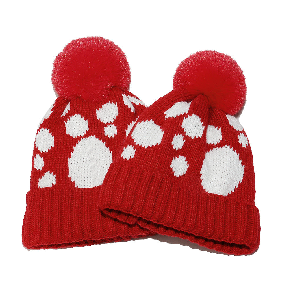 Festive Red Polka Dot Knit Hat Additional Image 3