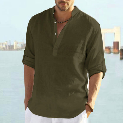 Men's Stand-Up Collar Casual Shirt - Spring/Summer Comfort Additional Image 3