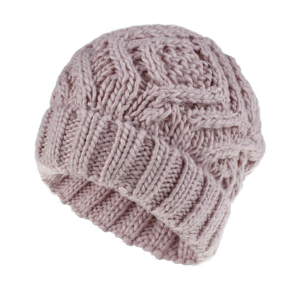 Diamond Knit Wool Hat - Cozy Autumn/Winter Style Additional Image 3