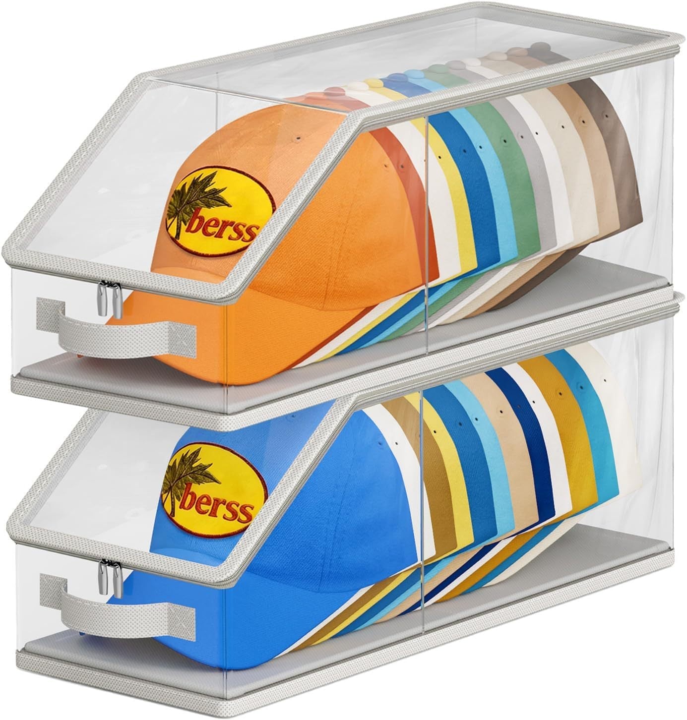 Clear PVC Stackable Hat Storage Box with Zipper Additional Image 3