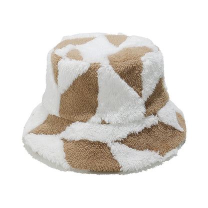 Boho Plush Fisherman Hat - Cozy Geometric Winter Style Additional Image 3