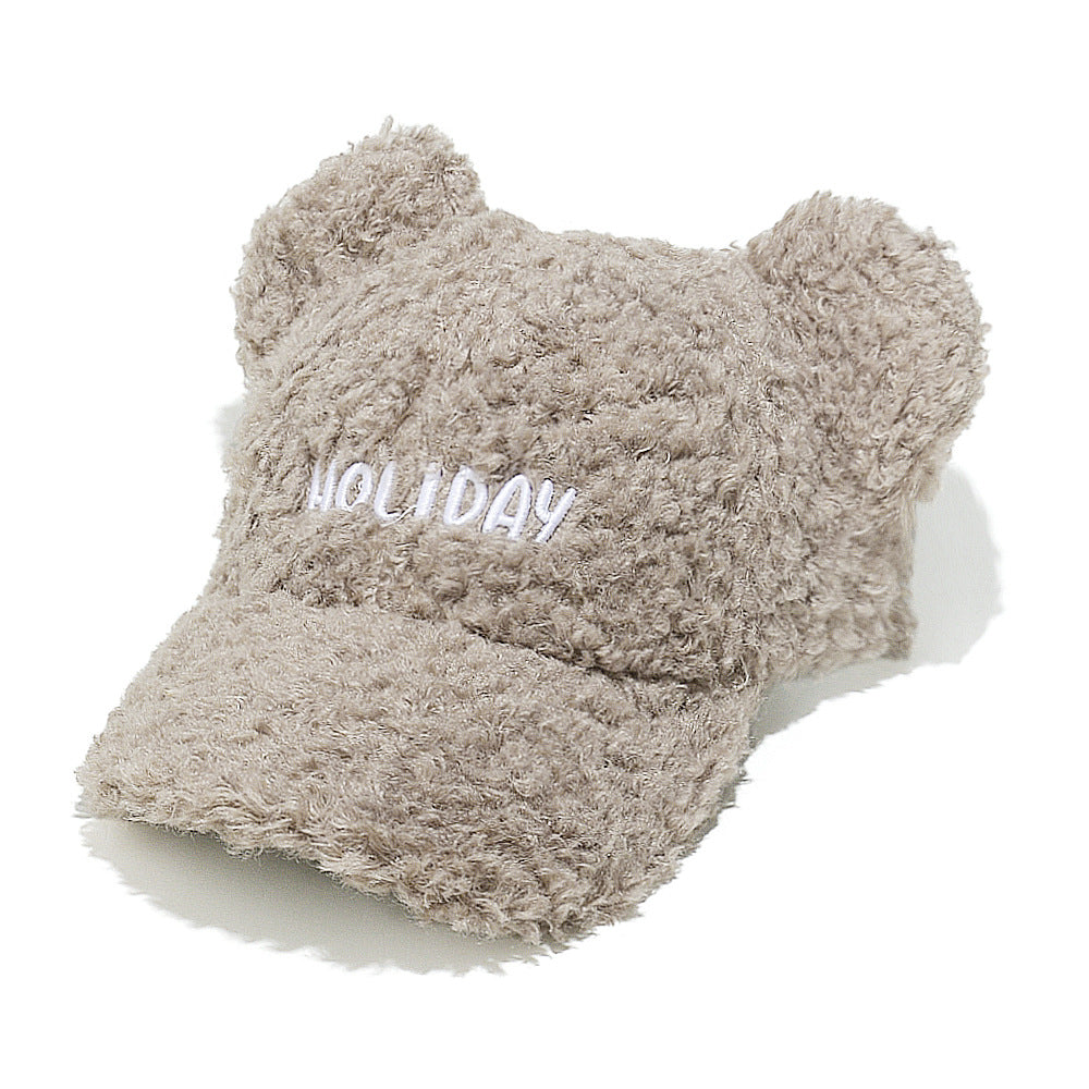 Cute Bear Ear Fleece Baseball Cap - Winter Warmth Additional Image 3