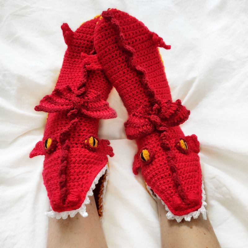 Cozy Knitted Dino & Dragon Socks | Fun, Warm, & Unique Additional Image 3