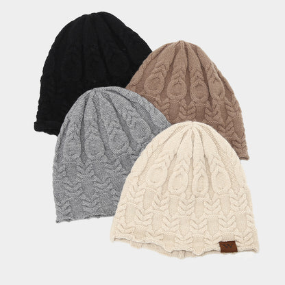 Retro Twist Knit Beanie with Leather Label Additional Image 3