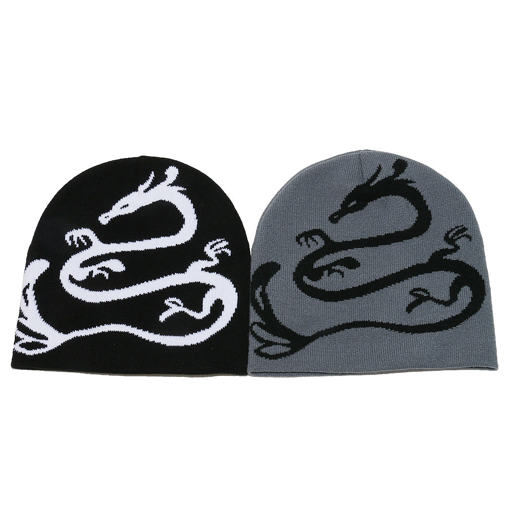 Men's Dragon Knit Beanie: Warm Wool Blend Winter Hat Additional Image 3