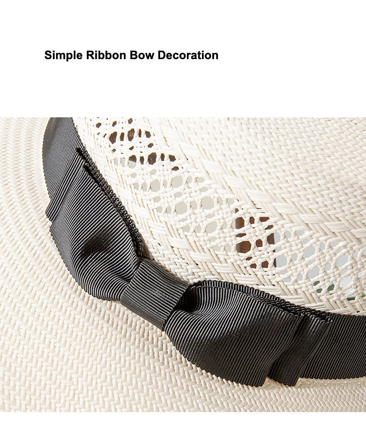 Stylish Ivory Wide Brim Sun Hat with Bow Additional Image 3
